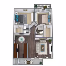 2 Bed  1 Bath  2134 floor plan
